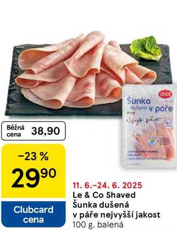 Le & Co Shaved Šunka dušená v páře nejvyšší jakost, 100 g  
