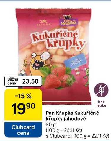 Pan Křupka kukuřičné křupky jahodové, 90 g  