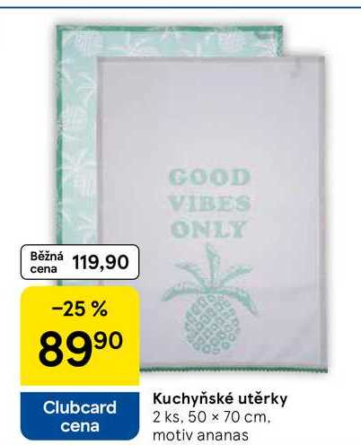 Kuchyňské utěrky 2 ks, 50 x 70 cm. cena motiv ananas 
