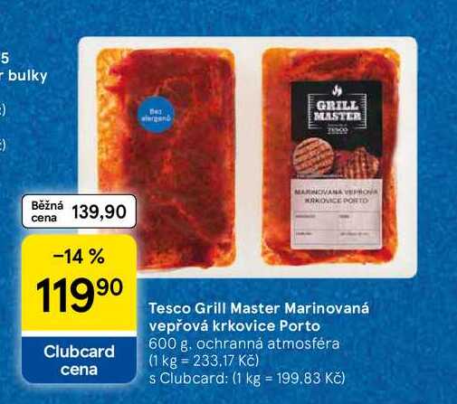 Tesco Grill Master Marinovaná vepřová krkovice Porto, 600 g 