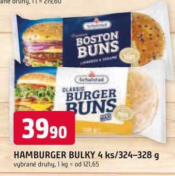 BURGER BUNS HAMBURGER BULKY 4 ks/324-328 g 
