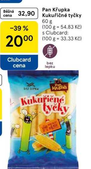 Pan Křupka Kukuřičné tyčky, 60 g 