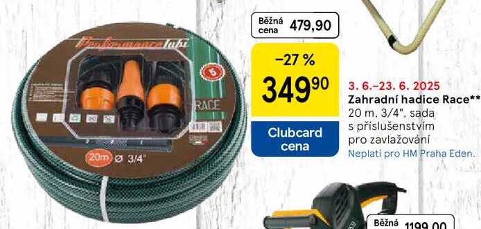 Zahradní hadice Race, 20 m. 3/4", sada s příslušenstvím pro zavlažování