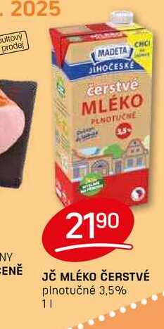 JČ MLÉKO ČERSTVÉ plnotučné 3,5% 1l