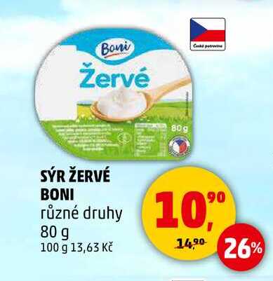 SÝR ŽERVÉ BONI různé druhy, 80 g