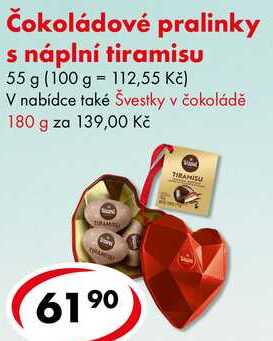 Čokoládové pralinky s náplní tiramisu, 55 g  