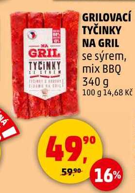 GRILOVACÍ TYČINKY NA GRIL se sýrem, mix BBQ, 340 g  
