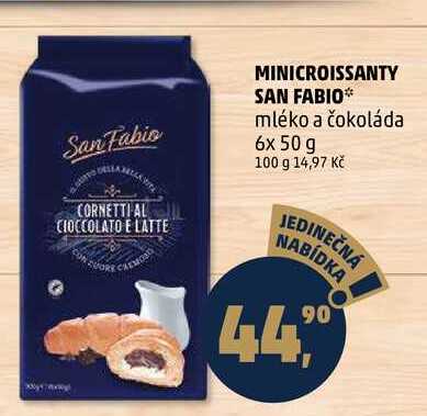 MINICROISSANTY SAN FABIO mléko a čokoláda, 6x 50 g 