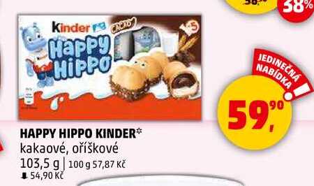 HAPPY HIPPO KINDER kakaové, oříškové, 103,5 g  