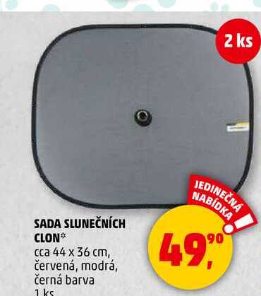SADA SLUNEČNÍCH CLON, cca 44 x 36 cm, červená, modrá, černá barva, 1 ks  