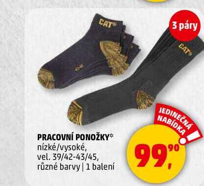 PRACOVNÍ PONOŽKY nízké/vysoké, vel. 39/42-43/45, různé barvy, 1 balení 