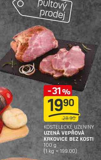 UZENÁ VEPŘOVÁ KRKOVICE BEZ KOSTI 100g