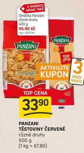 PANZANI TĚSTOVINY ČERVENÉ různé druhy 500 g