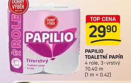 PAPILIO TOALETNÍ PAPÍR 4 role, 3-vrstvý