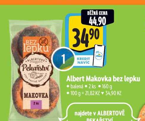  Albert Makovka bez lepku  2 ks 160 g  