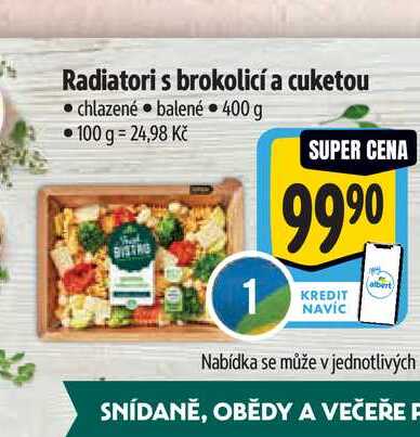 Radiatori s brokolicí a cuketou  400 g
