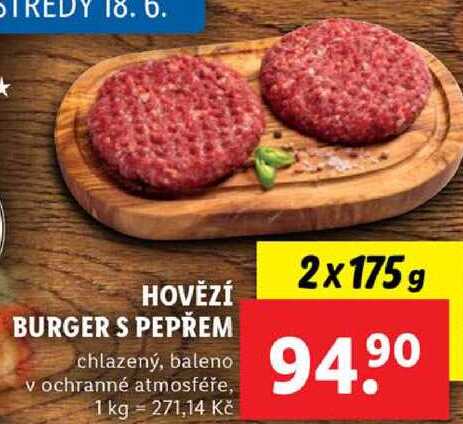 HOVĚZÍ BURGER S PEPŘEM, 2x 175 g