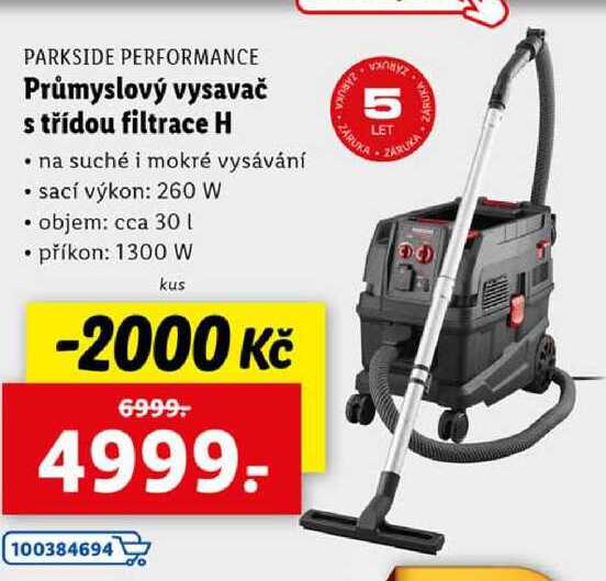 Průmyslový vysavač s třídou filtrace H 