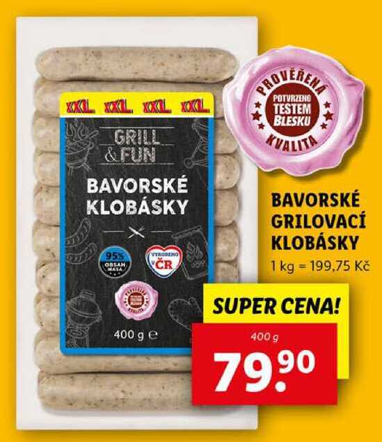 BAVORSKÉ GRILOVACÍ KLOBÁSKY, 400 g