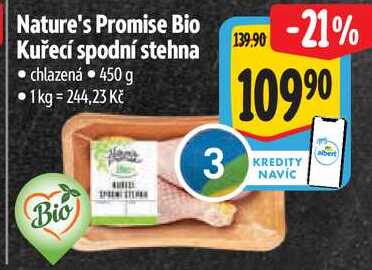 Nature's Promise Bio Kuřecí spodní stehna, 450 g