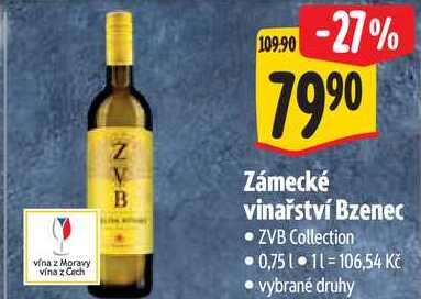 Zámecké vinařství Bzenec, 0,75 l