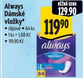 Always Dámské vložky slipové, 64 ks 