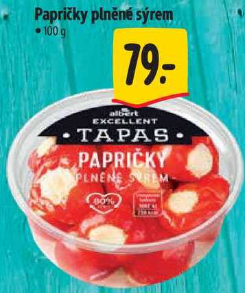 Papričky plněné sýrem, 100 g