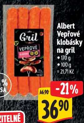 Albert Vepřové klobásky na gril, 170 g 