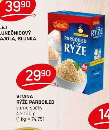 VITANA RÝŽE PARBOILED varné sáčky 4 x 100g 