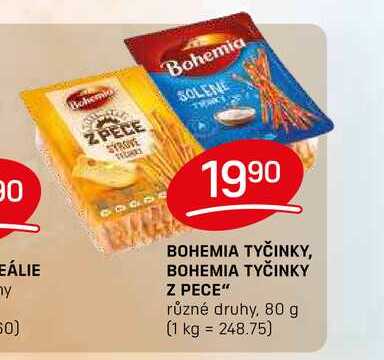 BOHEMIA TYČINKY, BOHEMIA TYČINKY Z PECE" různé druhy, 80 g