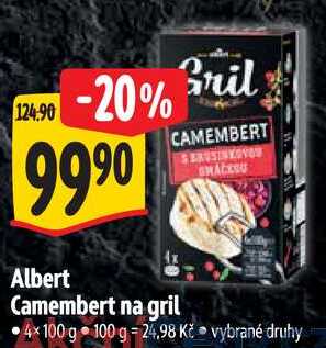 Albert Camembert na gril, 4x 100 g 