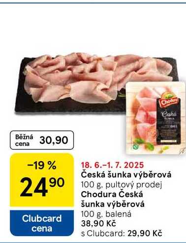 Česká šunka výběrová, 100 g, balená  