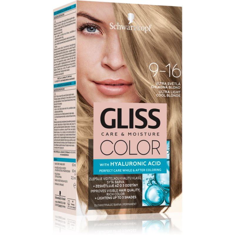 Schwarzkopf Gliss Color permanentní barva na vlasy odstín 9-16 Ultra světlá chladná blond 1 ks