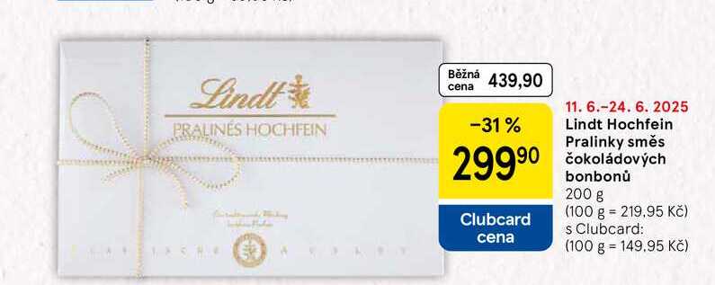 Lindt Hochfein Pralinky směs čokoládových bonbonů, 200 g 