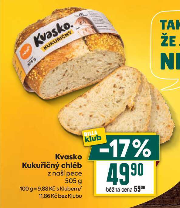Kvasko Kukuřičný chléb z naší pece 505 g 