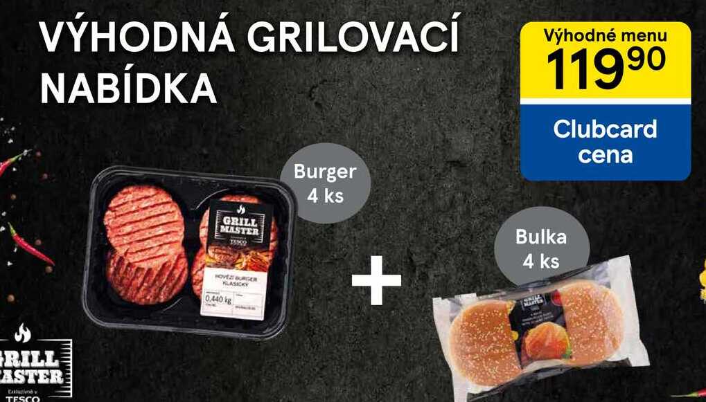 Výhodné menu Burger 4 ks + Bulka 4 ks 