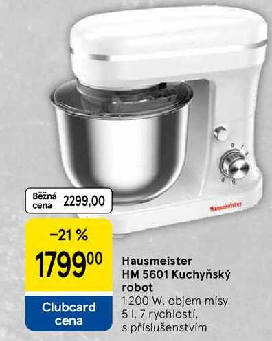 Hausmeister HM 5601 Kuchyňský robot 1200 W, objem mísy 51, 7 rychlostí. s příslušenstvím 