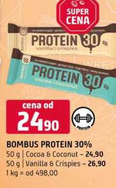Bombus protein 30% 50 g Cocoa & Coconut 50 g Vanilla & Crispies 