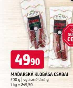 Madarská klobása csabal 200 g vybrané druhy