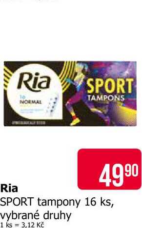 Ria SPORT tampony 16 ks, vybrané druhy 