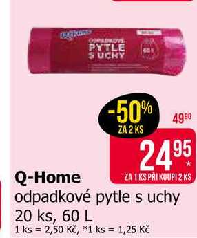 Q-Home odpadkové pytle s uchy 20 ks, 60 L 