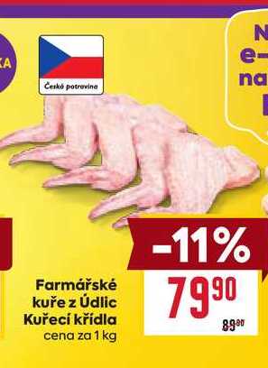 Farmářské kuře z Údlic Kuřecí křídla cena za 1 kg