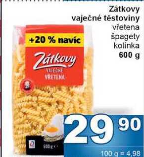 Zátkovy vaječné těstoviny 600g, vybrané druhy