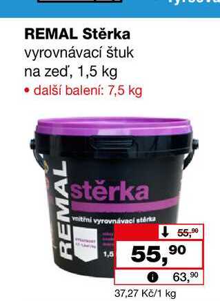 REMAL Stěrka vyrovnávací štuk na zeď, 1,5 kg 