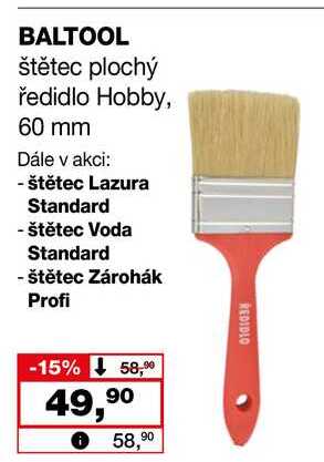 BALTOOL štětec plochý ředidlo Hobby, 60 mm  