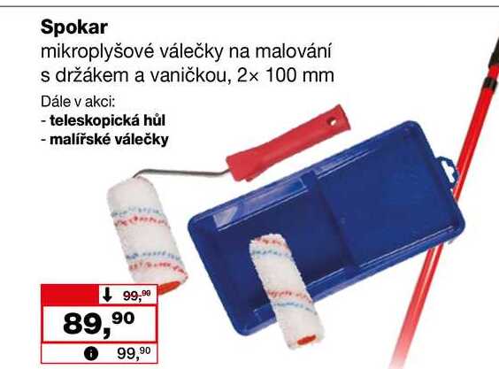 Spokar mikroplyšové válečky na malování s držákem a vaničkou, 2x 100 mm 