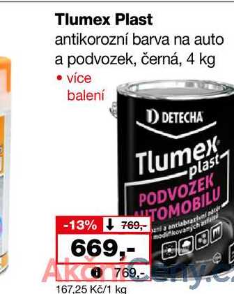 Tlumex Plast antikorozní barva na auto a podvozek, černá, 4 kg 