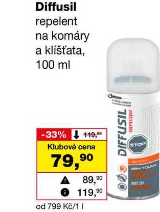 Diffusil repelent na komáry a klíšťata, 100 ml 