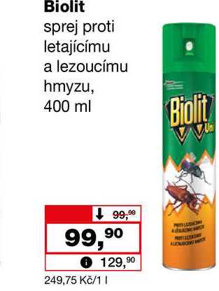 Biolit sprej proti letajícímu a lezoucímu hmyzu, 400 ml  