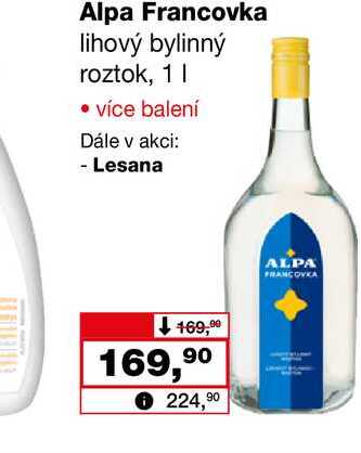 Alpa Francovka lihový bylinný roztok, 1l